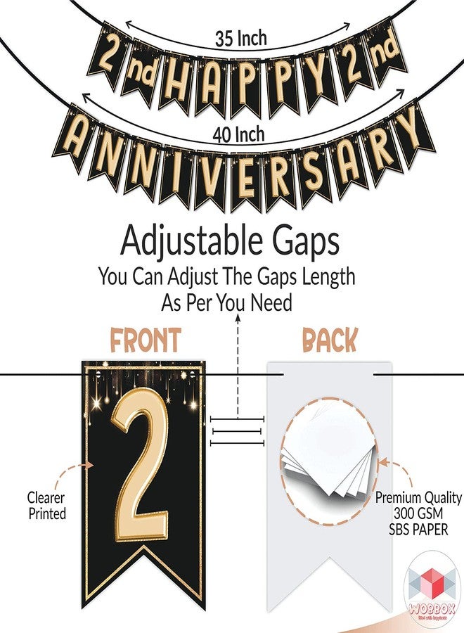 Wobbox Happy Anniversary Bunting Banner Black & Copper Gold Text with Hanging Stars 2nd Month Happy Anniversary, Anniversary Decoration for Home, Happy Anniversary Decoration Item, - Image 3
